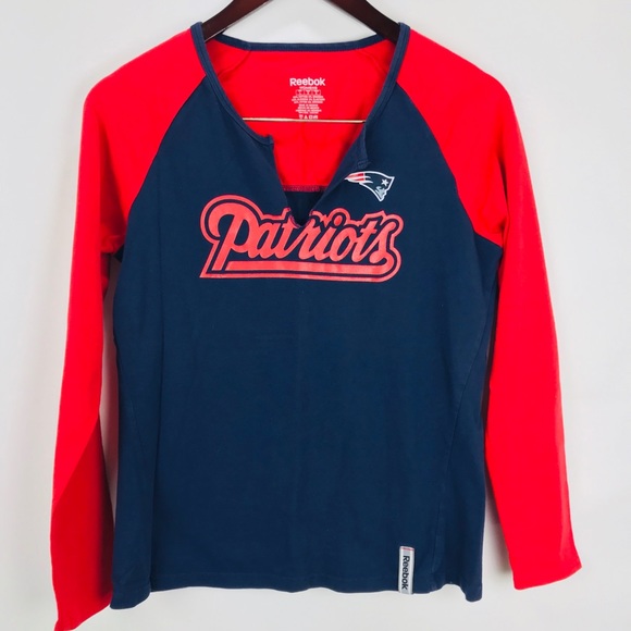 NFL Patriots Raglan long Sleeve Tshirt Sz L Reebok - Picture 6 of 8